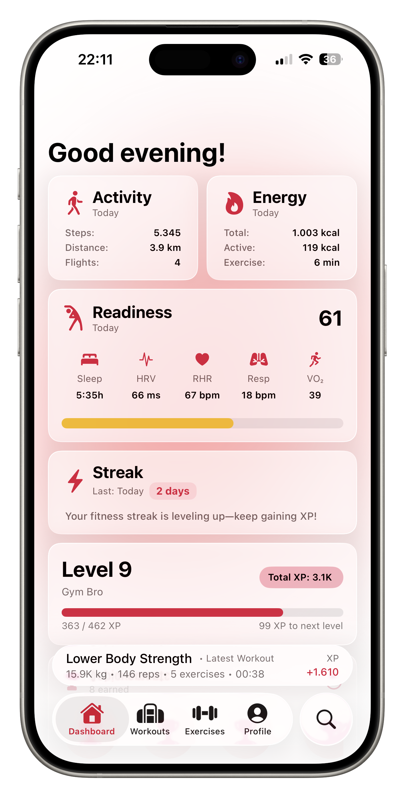 Achievements, XP, and progress dashboard